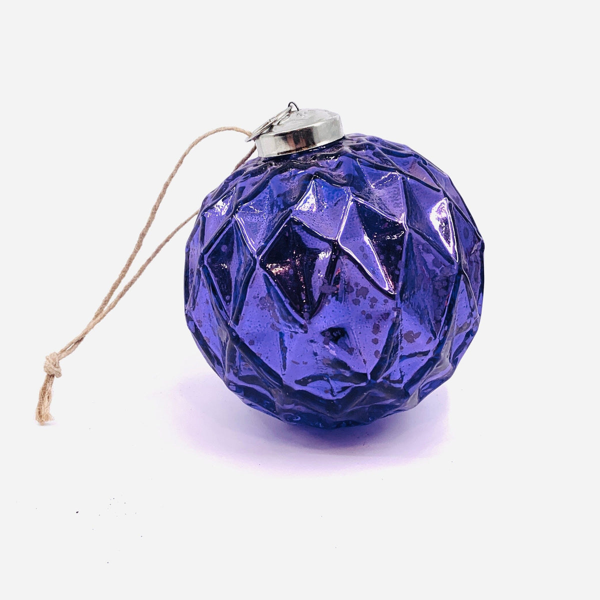 Glass Faceted Sphere Ornament 17, Purple India House Brass 