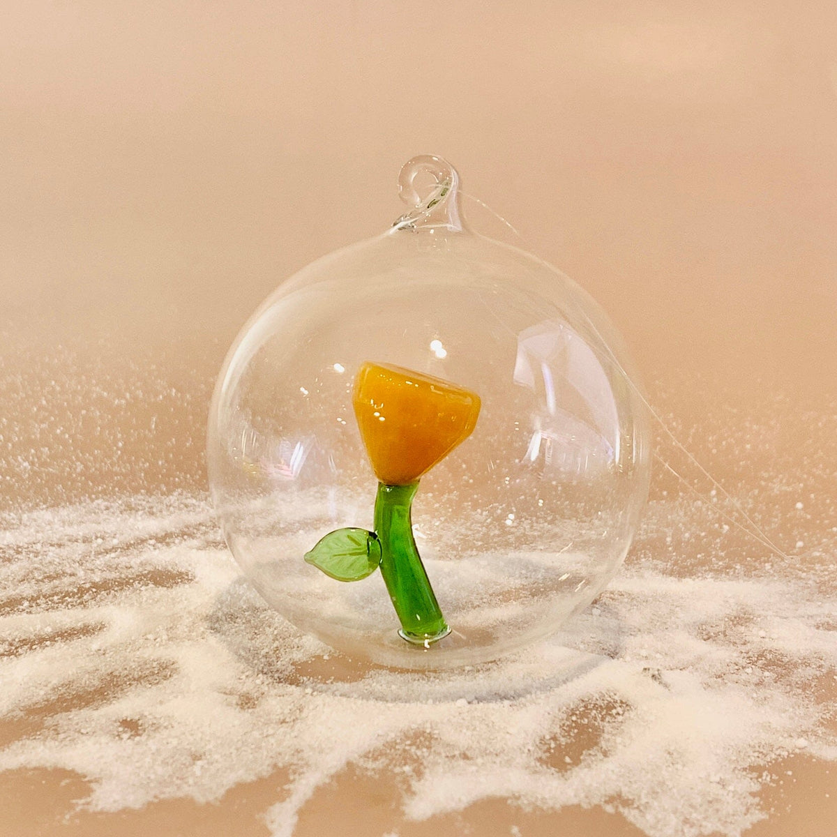 Glass Icon Ornament, Amber Flower ICHENDORF 