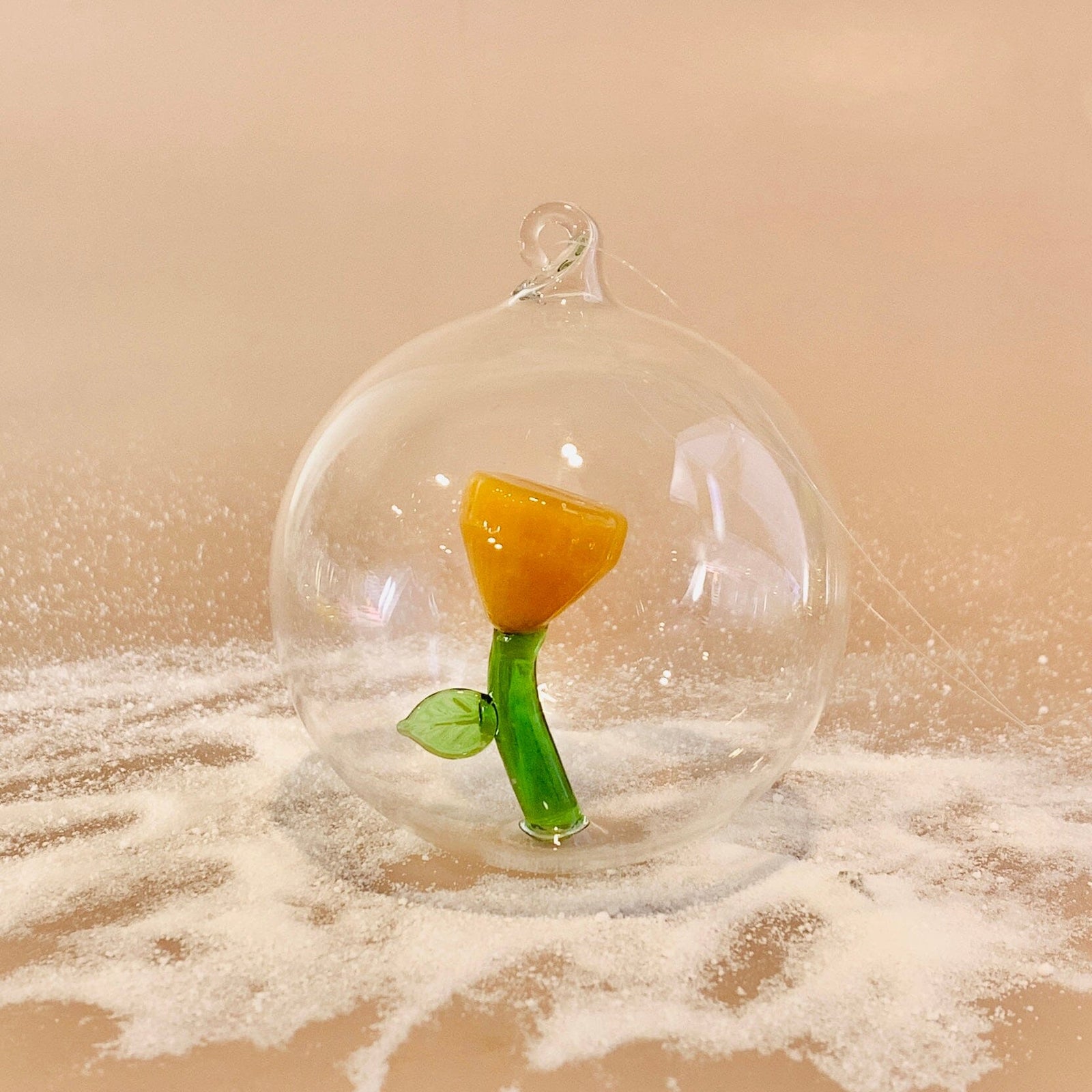 Glass Icon Ornament, Amber Flower ICHENDORF 