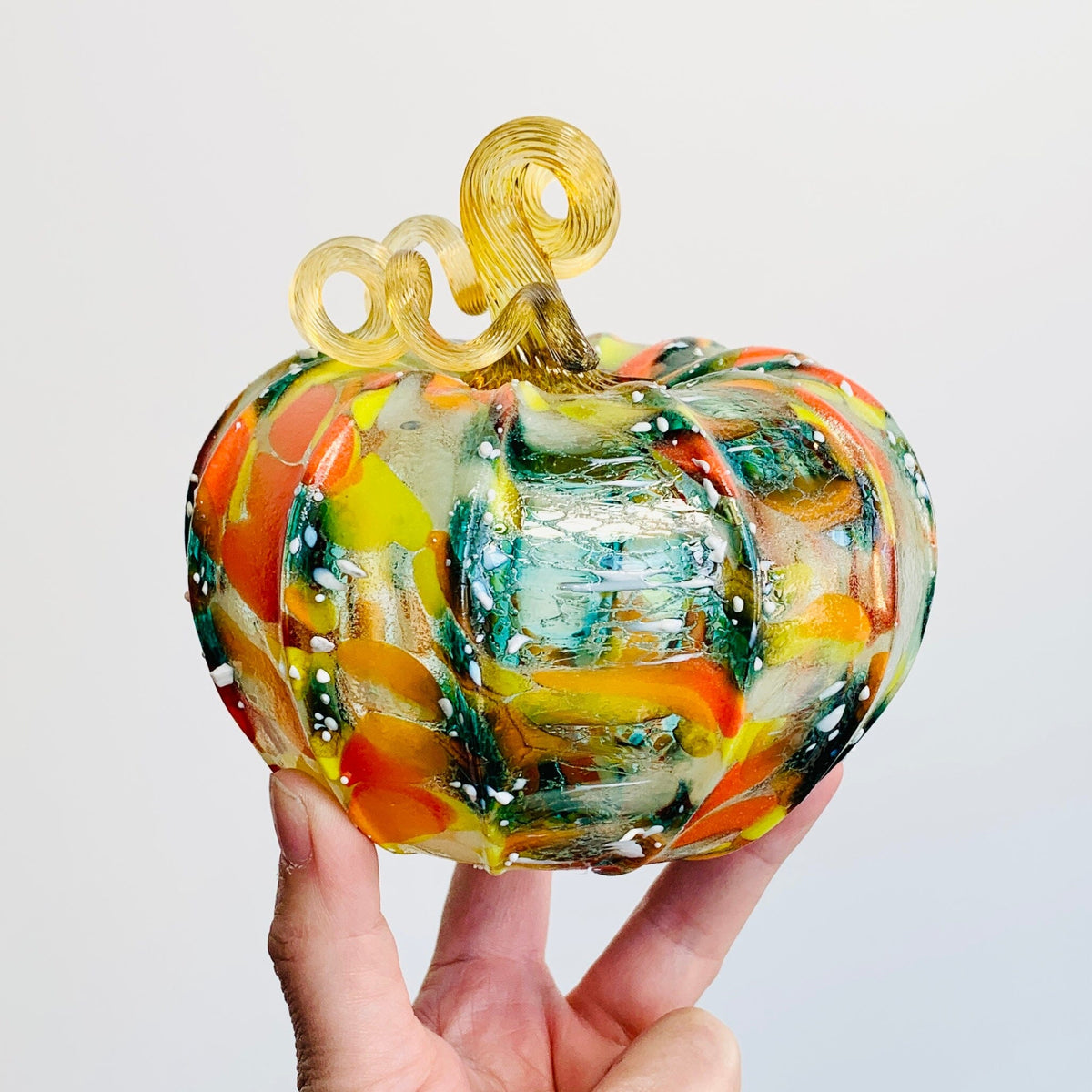 Daily Glow Pumpkin 3568 Fall Squat Gabby Luke Adams Glass Blowing Studio 