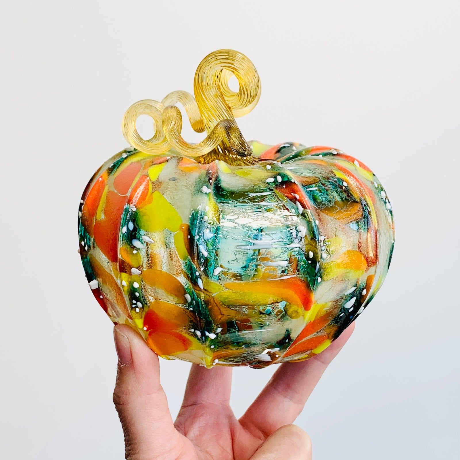 Daily Glow Pumpkin 3568 Fall Squat Gabby Luke Adams Glass Blowing Studio 