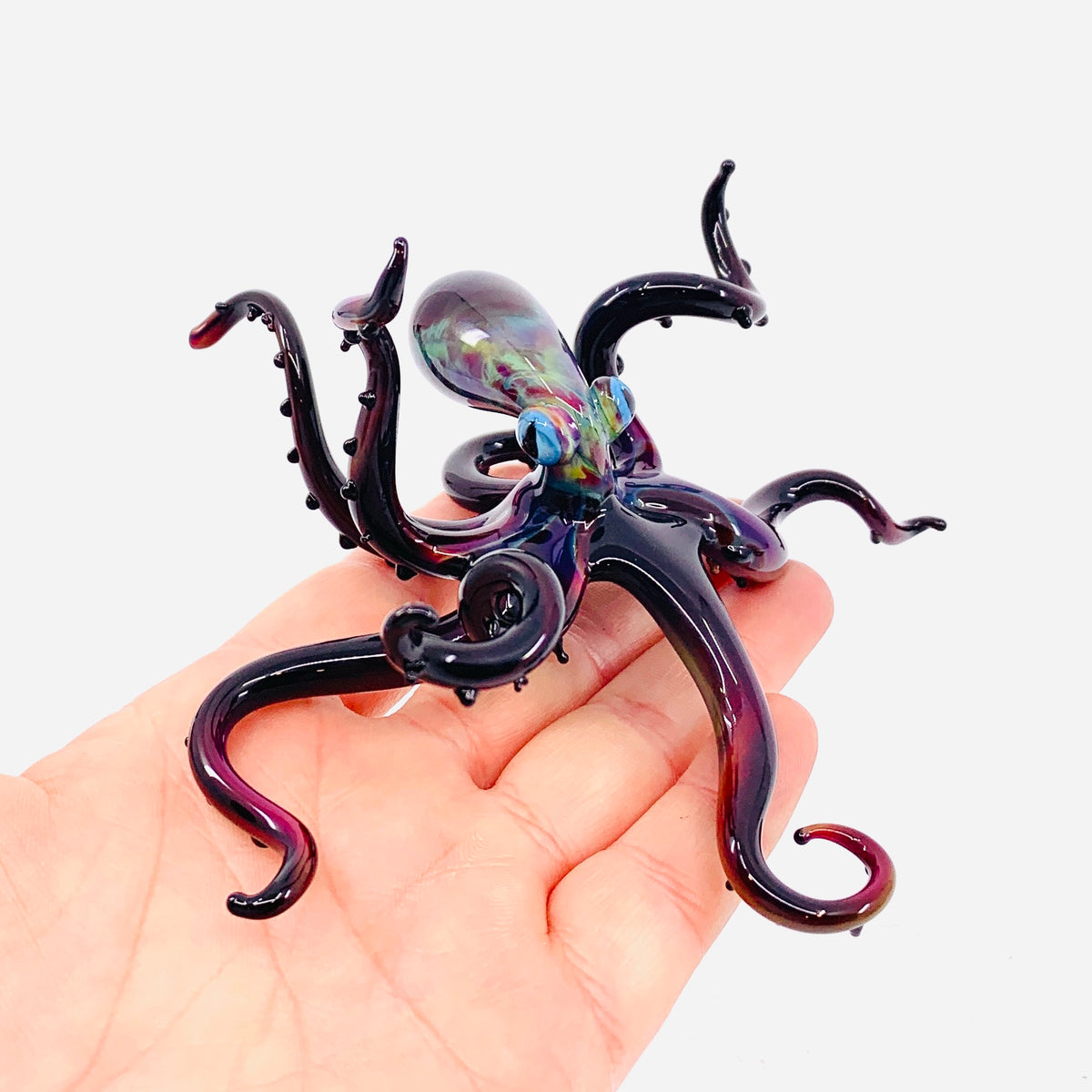 Handblown Artisan Glass Octopus 3, Multi