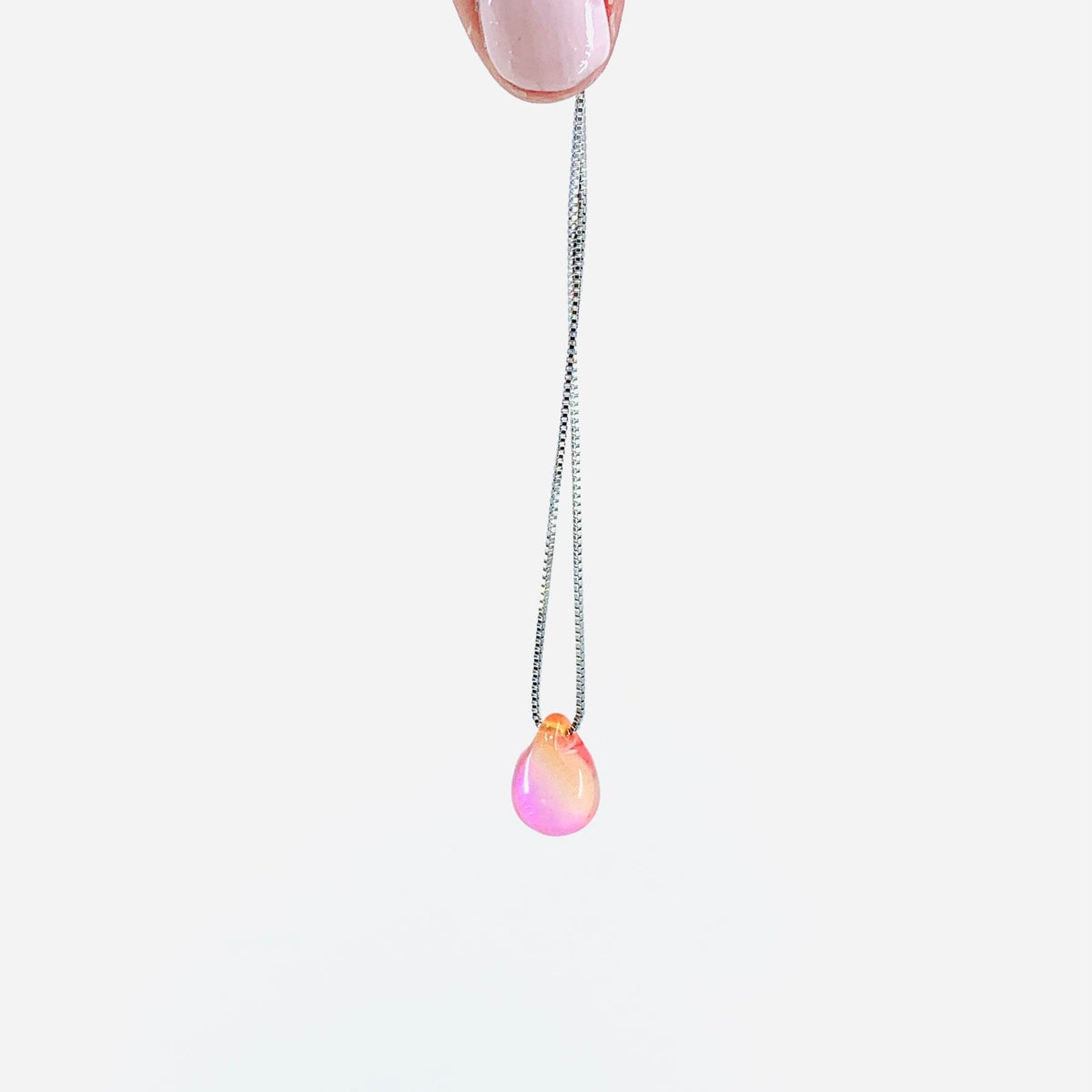 Mermaid Tear Glass Pendant Necklace Jewelry - Sunset 