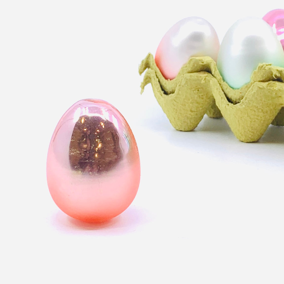 Glass Easter Eggs, Shiny Coral