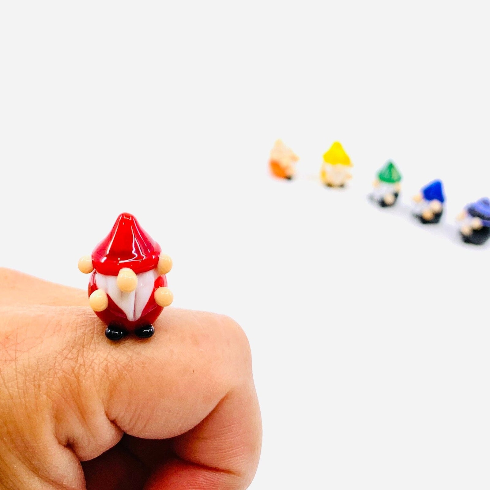 Tiny Glass Rainbow Gnomes, 252 - Red Miniature Alex 