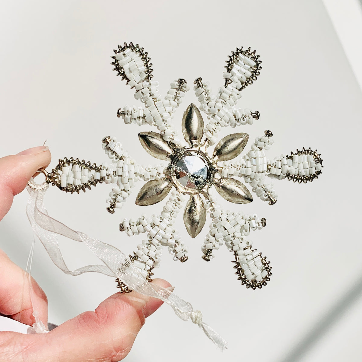 Snowflake Beaded Ornament 9
