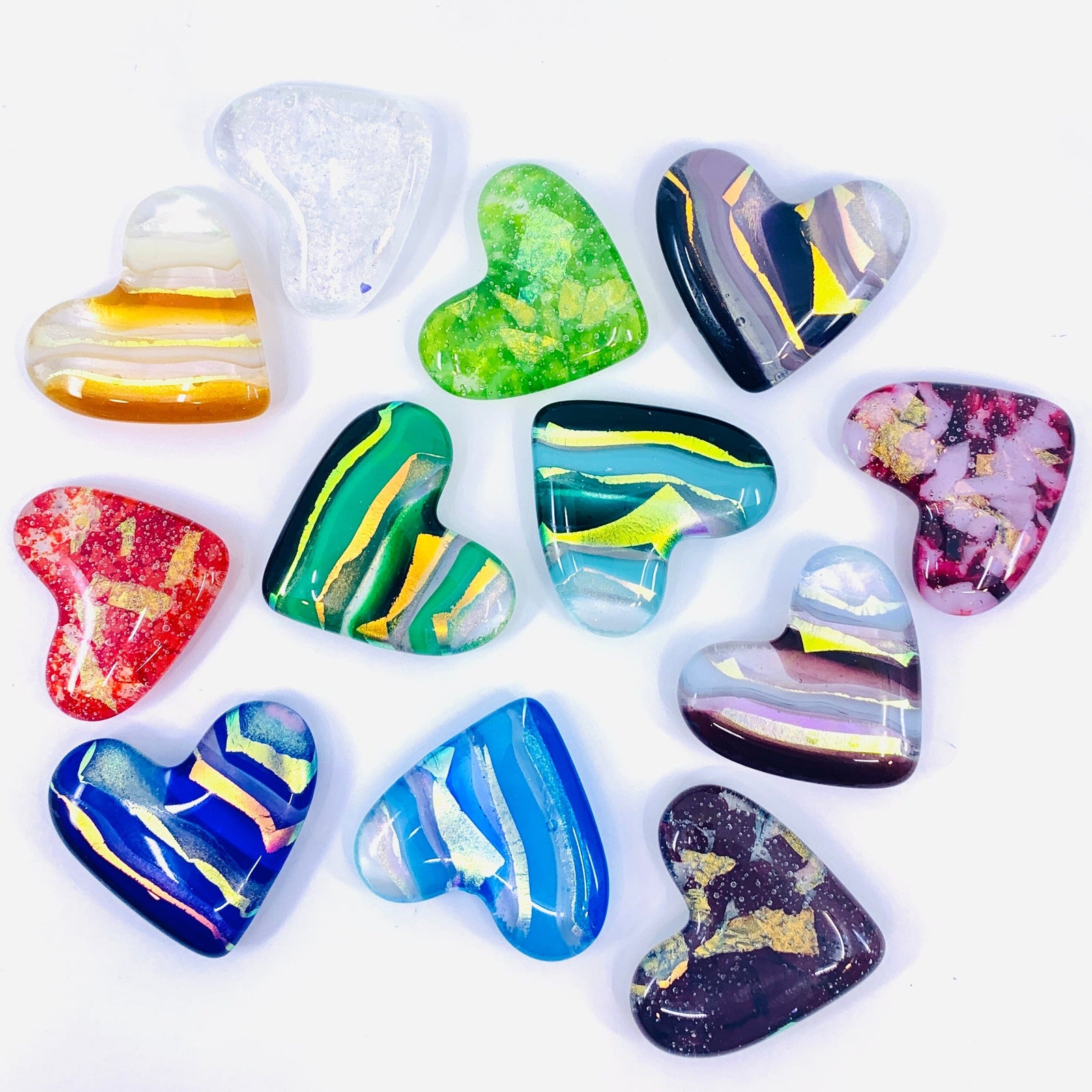 Fused Glass Birthstone Pocket Heart, Diamond Miniature Jean 