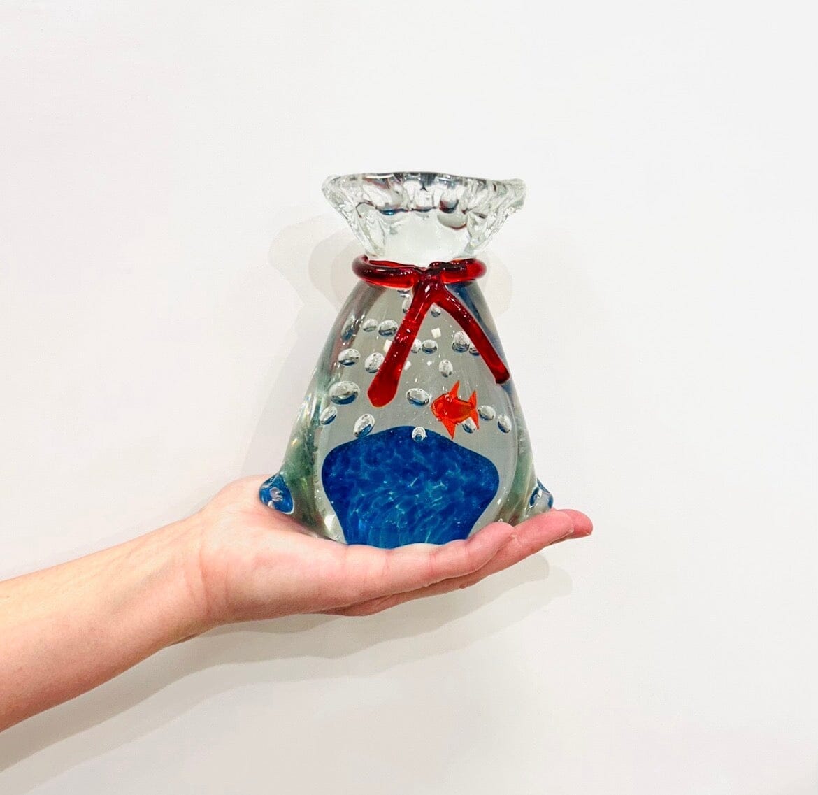 Goldfish in a Bag Paperweight Miniature Diamond Star 