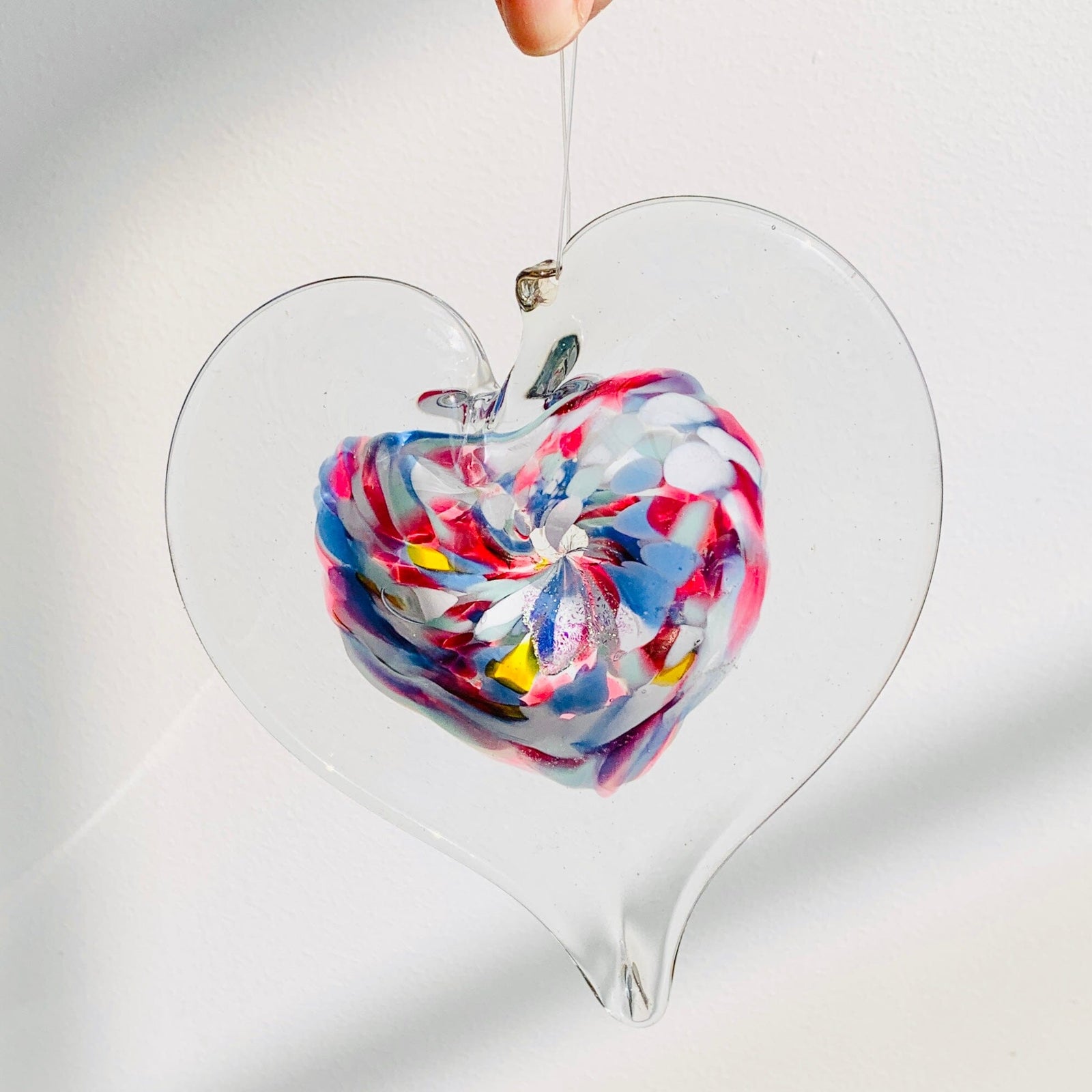 Daily Pumpkin 2239 Heart Suncatcher Ornament Gabby Luke Adams Glass Blowing Studio 