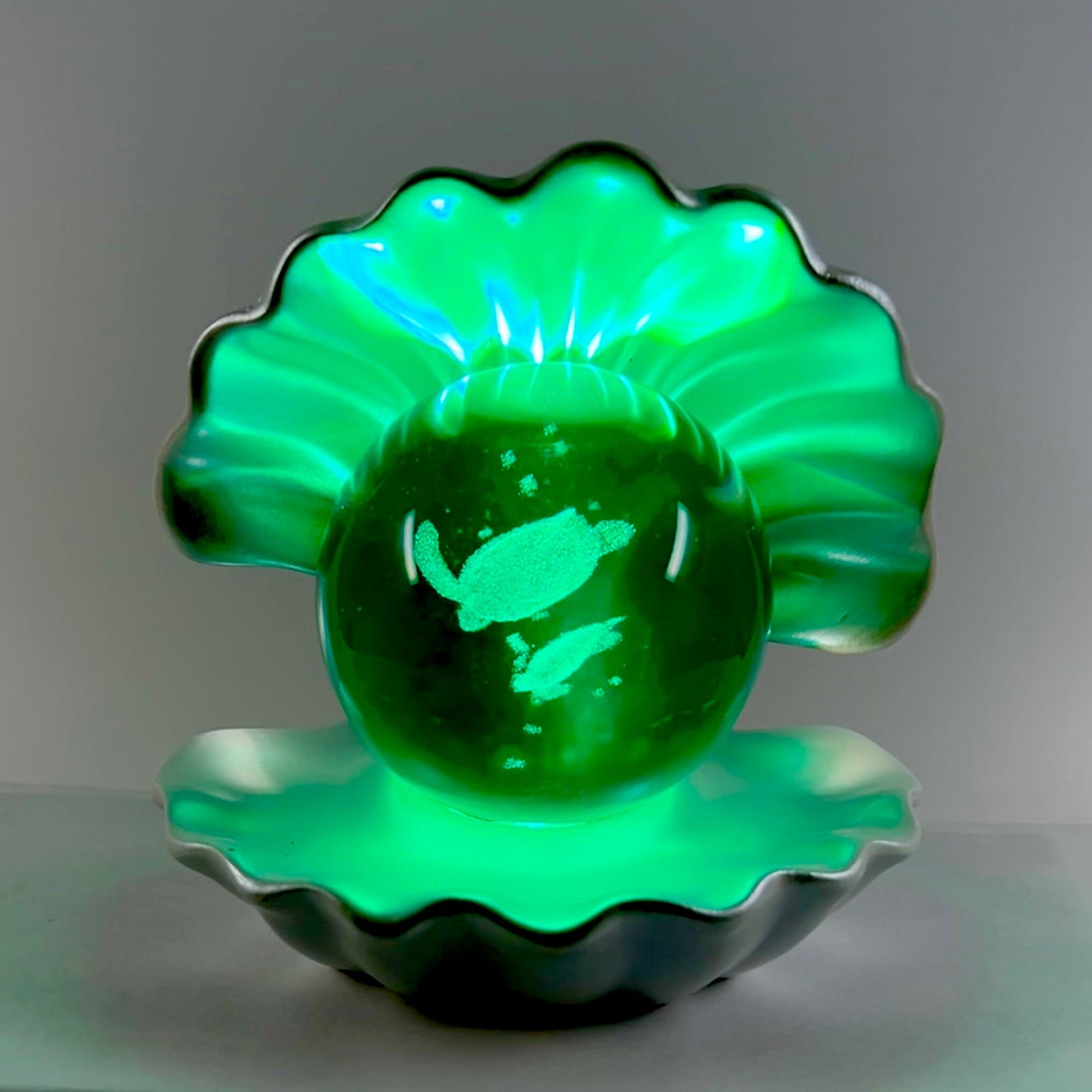 Light Up Etched Glass Sea Shell décor - Sea turtle 29TONIGHT 