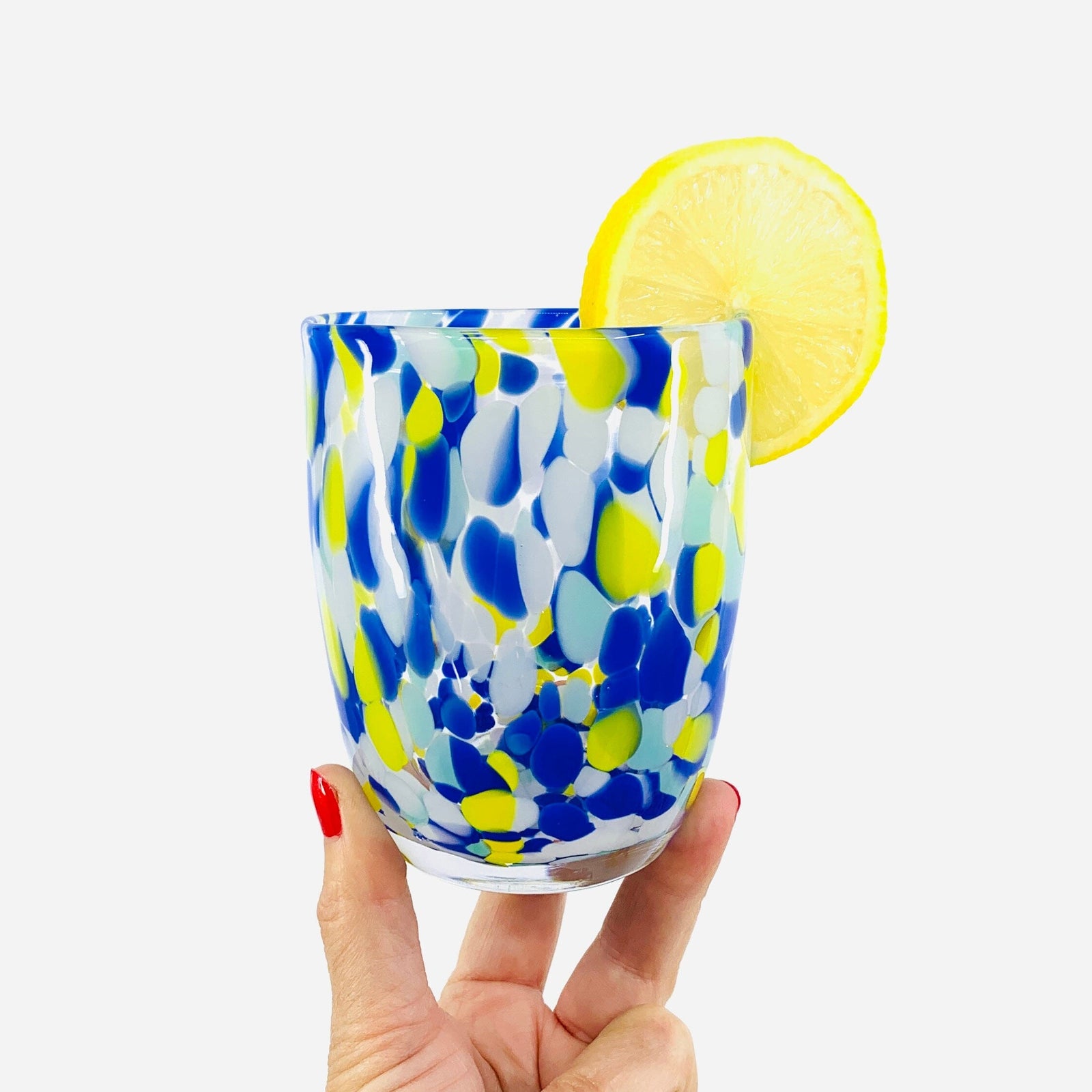 Spotted Glass Tumbler, Blue Decor One Hundred 80 Degrees 