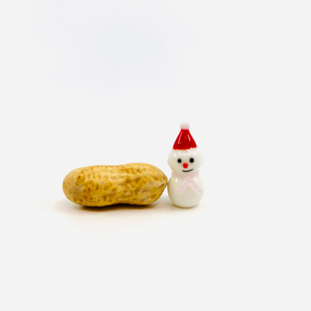 Tiny Christmas Figurine - The Smallest Snowmen Miniature Alex Red Santa Hat 