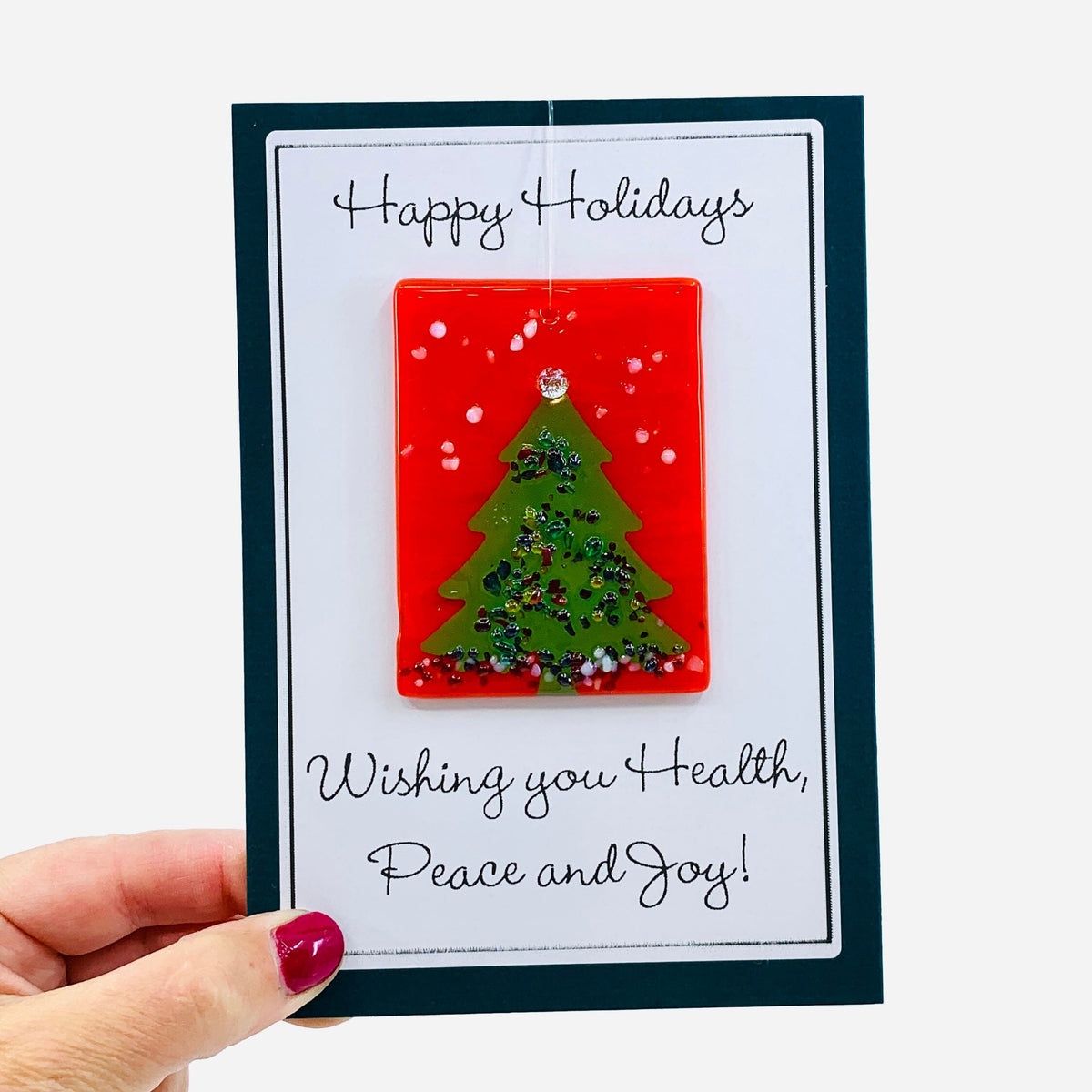 Fused Glass Christmas Tree Suncatcher, 9 Decor Glimmer Glass Gifts 