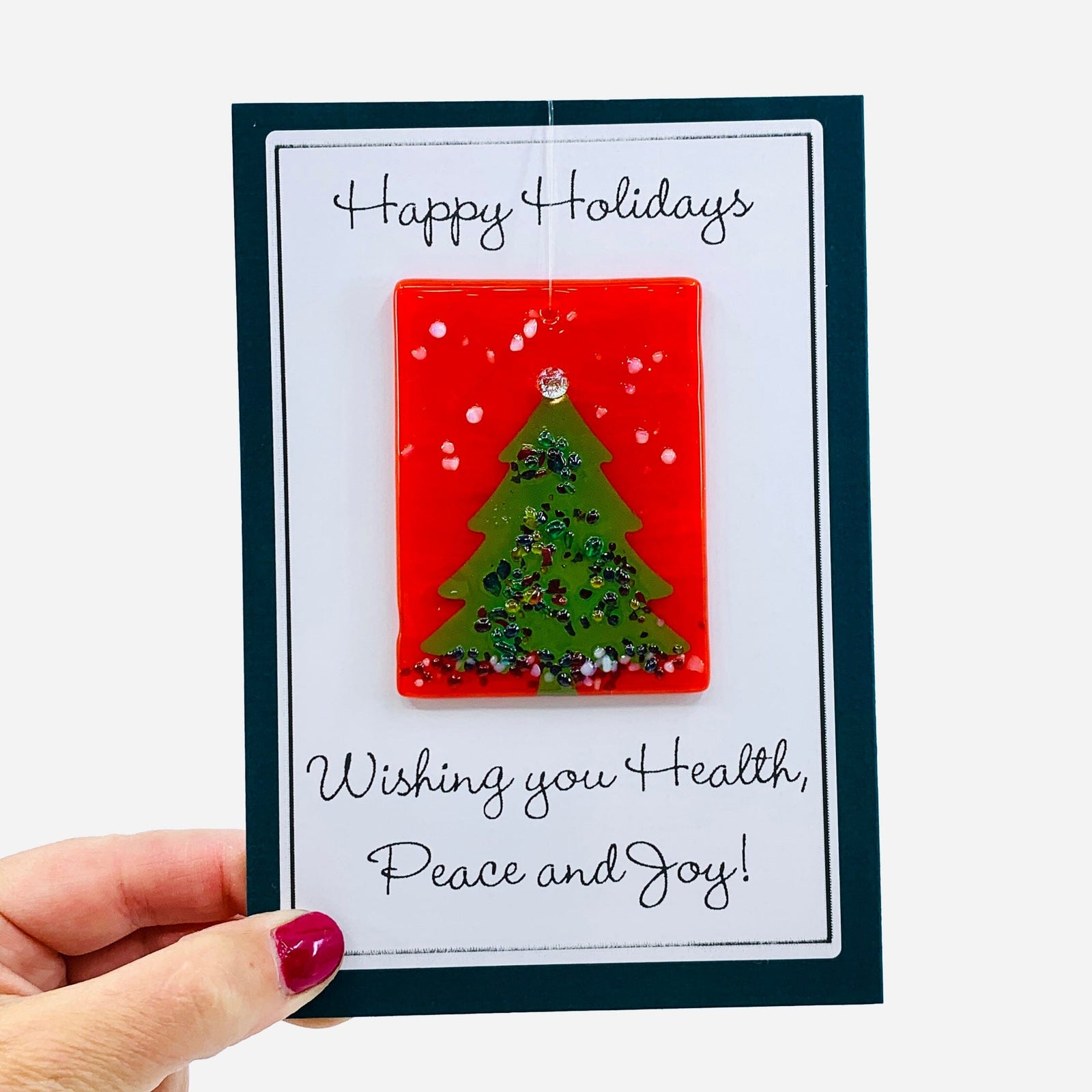 Fused Glass Christmas Tree Suncatcher, 9 Decor Glimmer Glass Gifts 