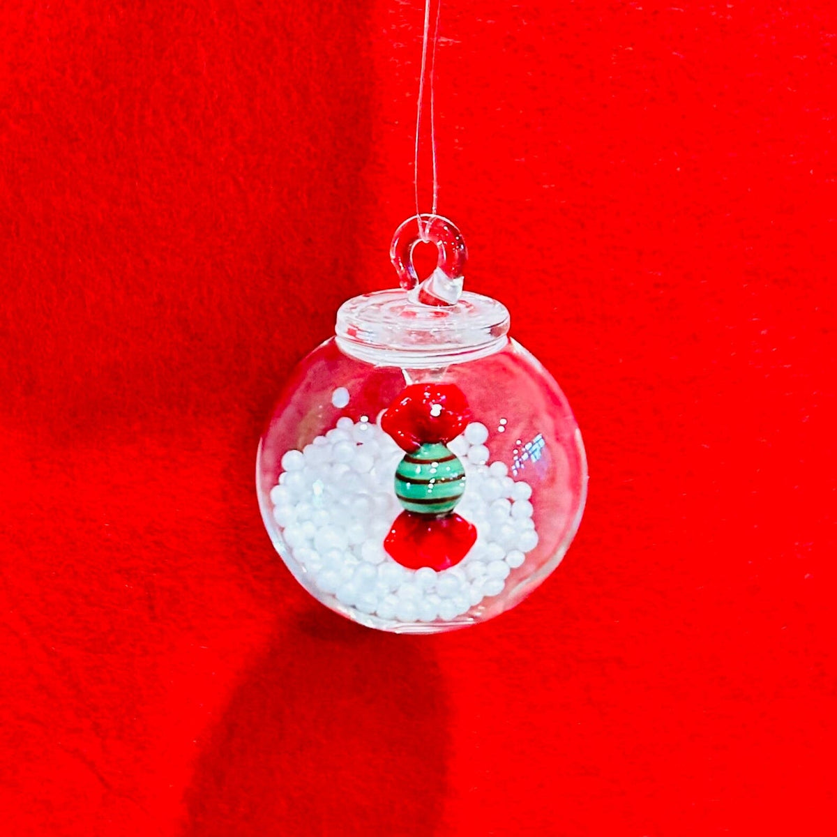 Glass Snow Globe Ornament, Candy Decor Creative Co-op 