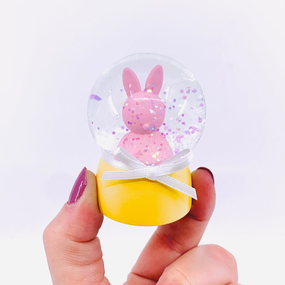 Glass Bunny Snow Globes, Pink One Hundred 80 Degrees 