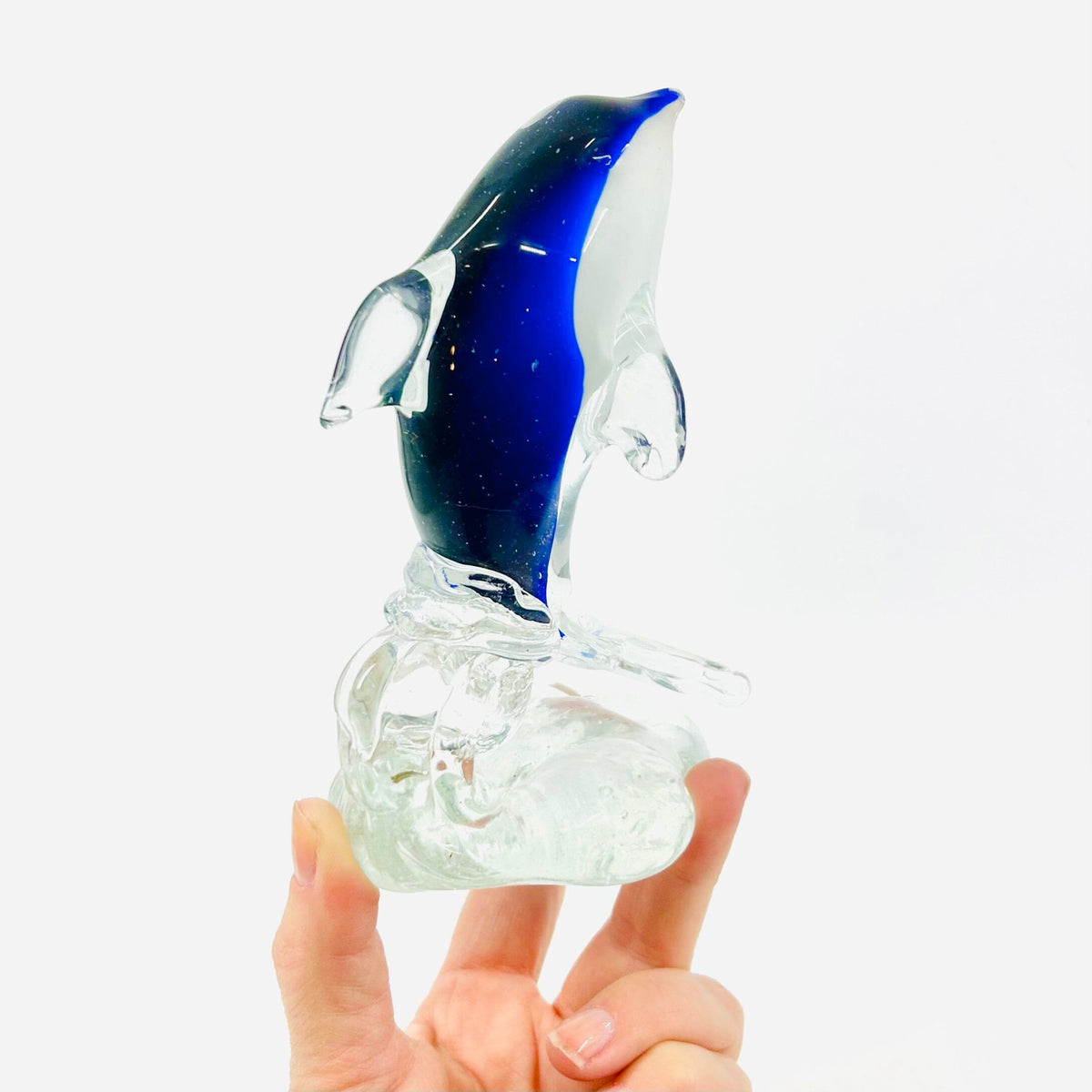Glass Dolphin on Wave Paperweight Decor Chesapeake Bay 