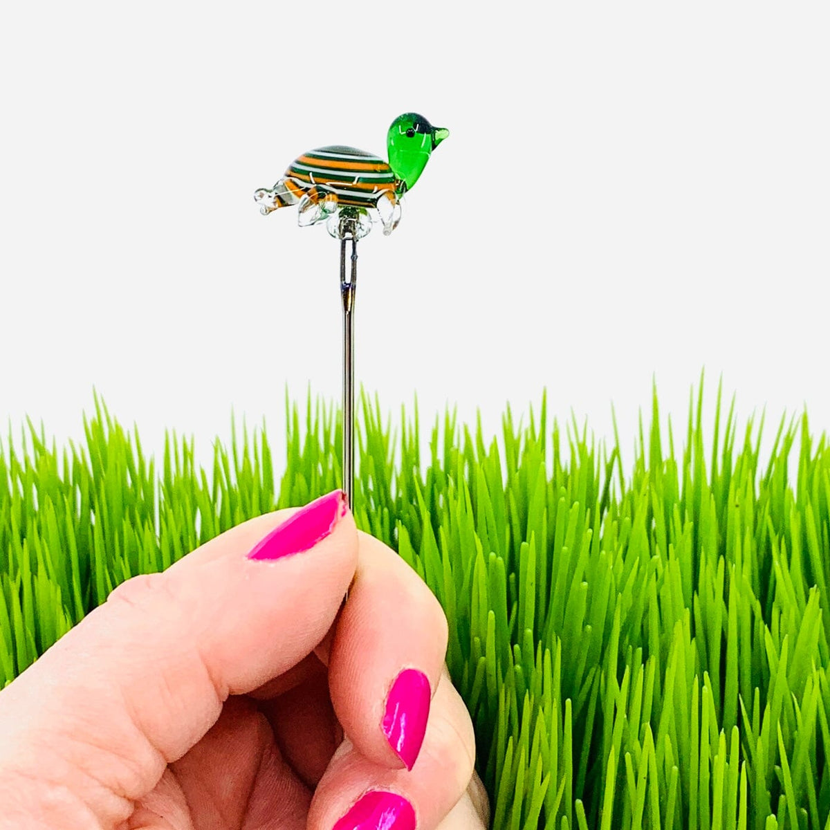 Tiny Glass Animal Garden Stake 6, Turtle Decor - 