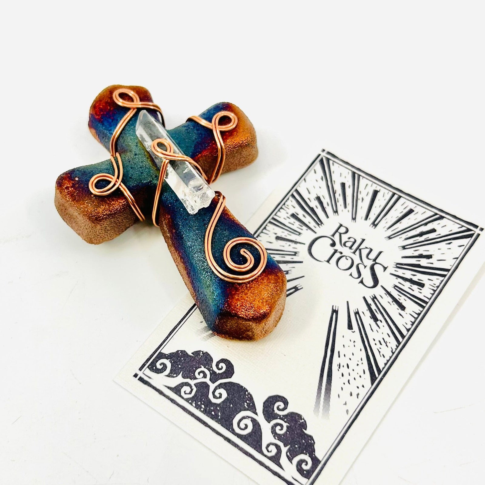 Raku Cross, Crystal Home Decor Joy Crafters INC 