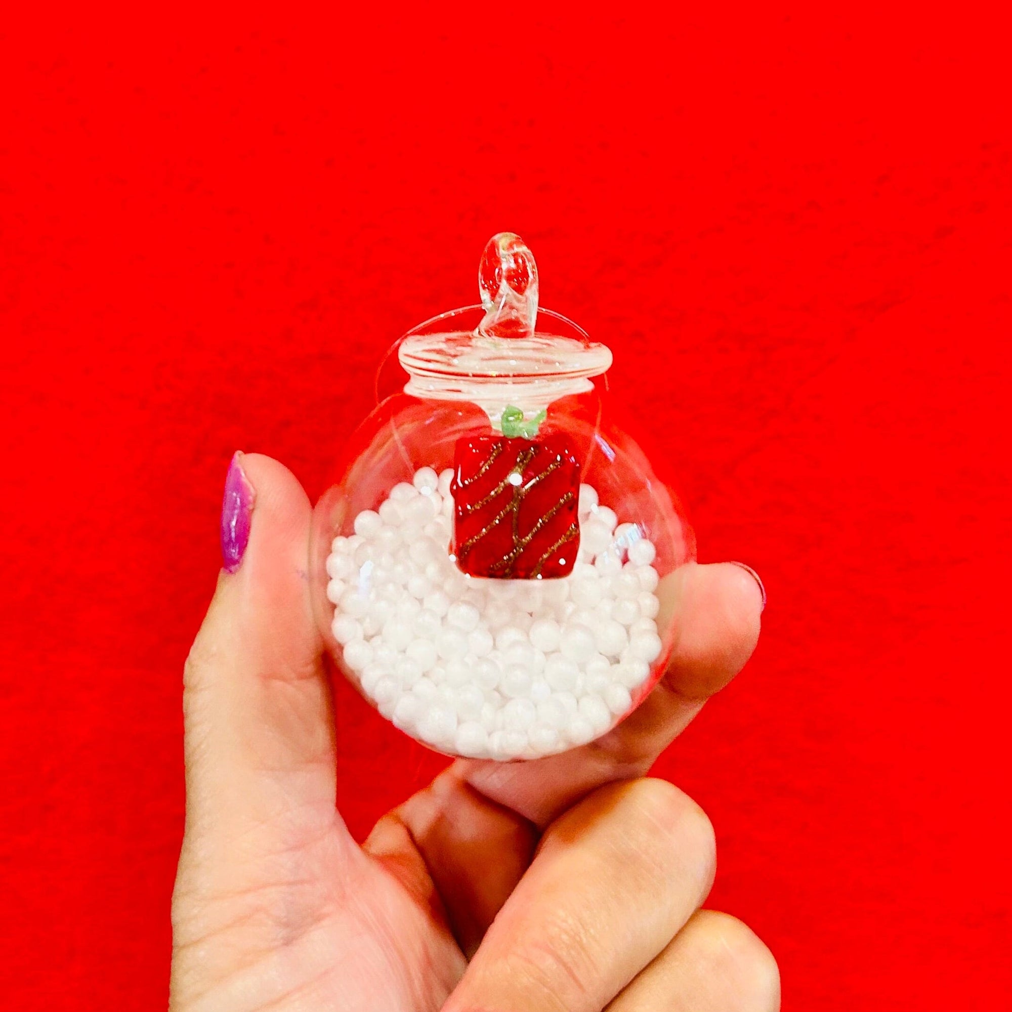 Glass Snow Globe Ornament, Gift Decor Creative Co-op 