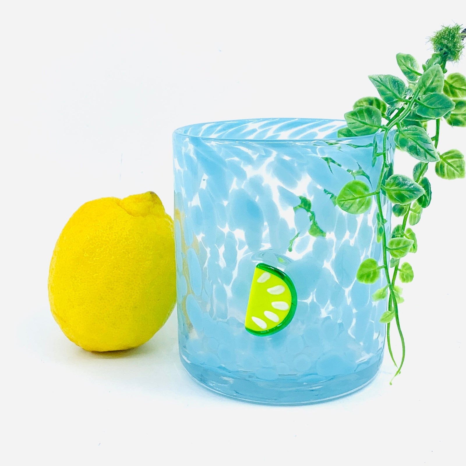 Lemon Slice Confetti Double Old Fashioned Glass Decor Tag 