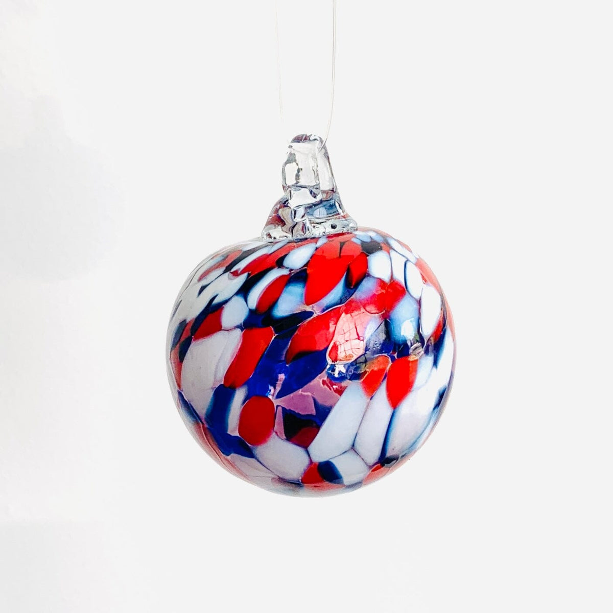 Ornament, Red White and Blue Ornament Luke Adams Glass Blowing Studio 