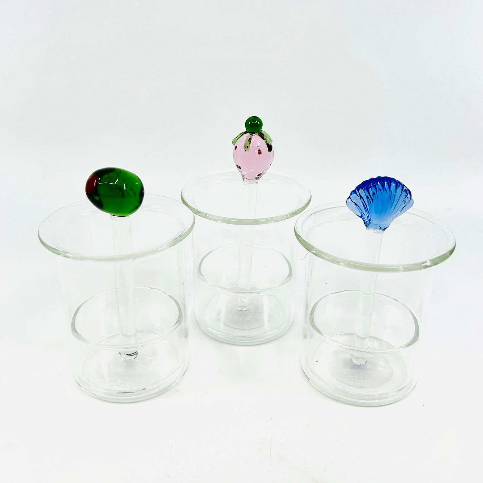 Glass Toothpick/Cotton Swab Holder, Strawberry Decor Creative Co-Op 
