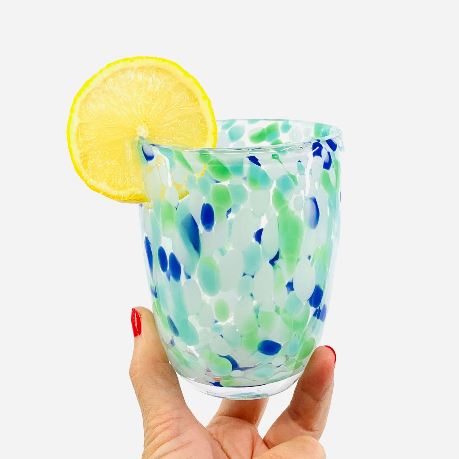 Spotted Glass Tumbler, Mint Decor One Hundred 80 Degrees 