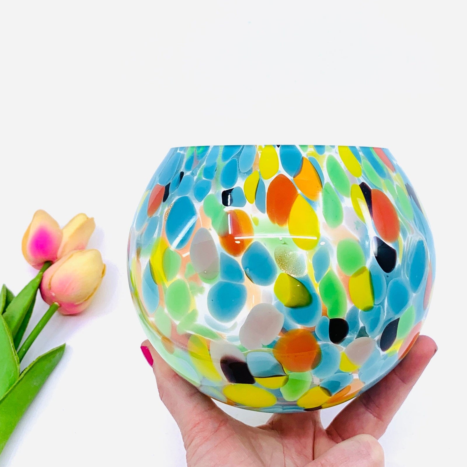 Glass Spring Bowl, Multi Diamond Star 