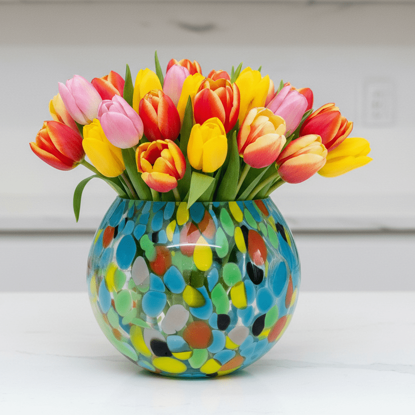 Glass Spring Bowl, Multi Diamond Star 