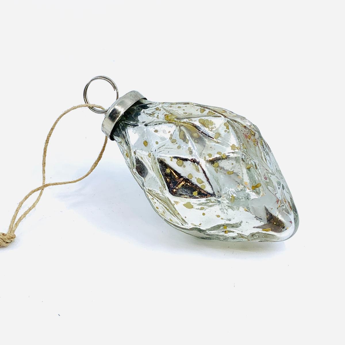 Glass Faceted Diamond Ornament 54, Silver