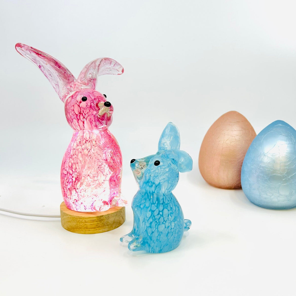 Baby Glass Bunny, Fluffy Blue Bum Decor Chesapeake Bay 