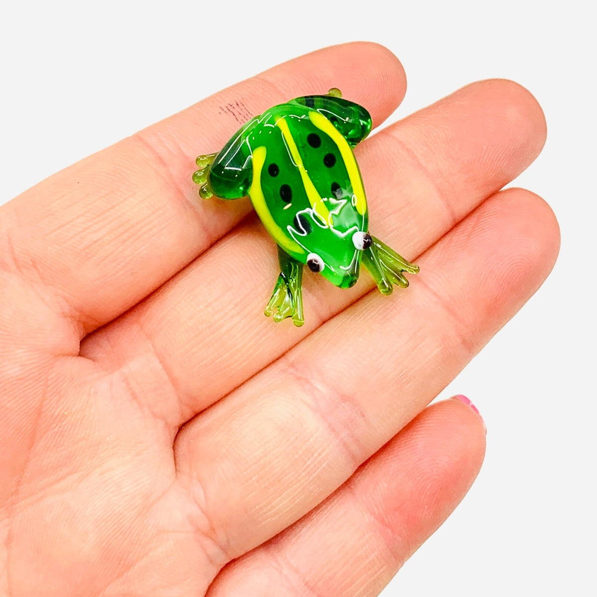 Tiny Glass Animal Garden Stake 3, Frog Decor - 