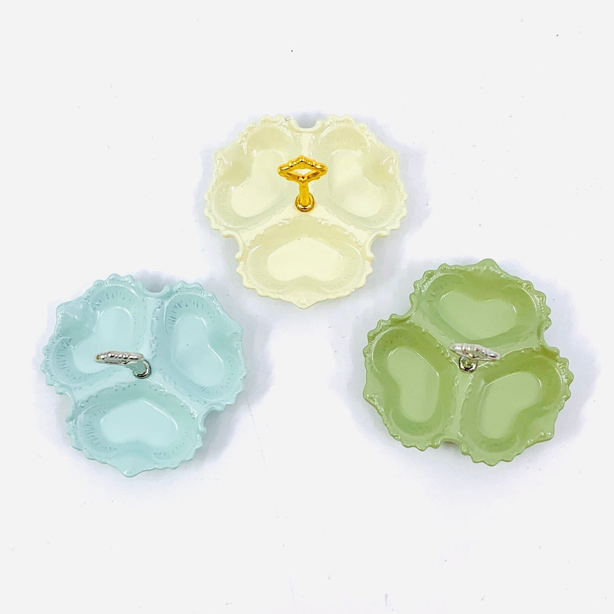 Tiniest 3 Section Serving Dish, Pale Yellow Miniature - 