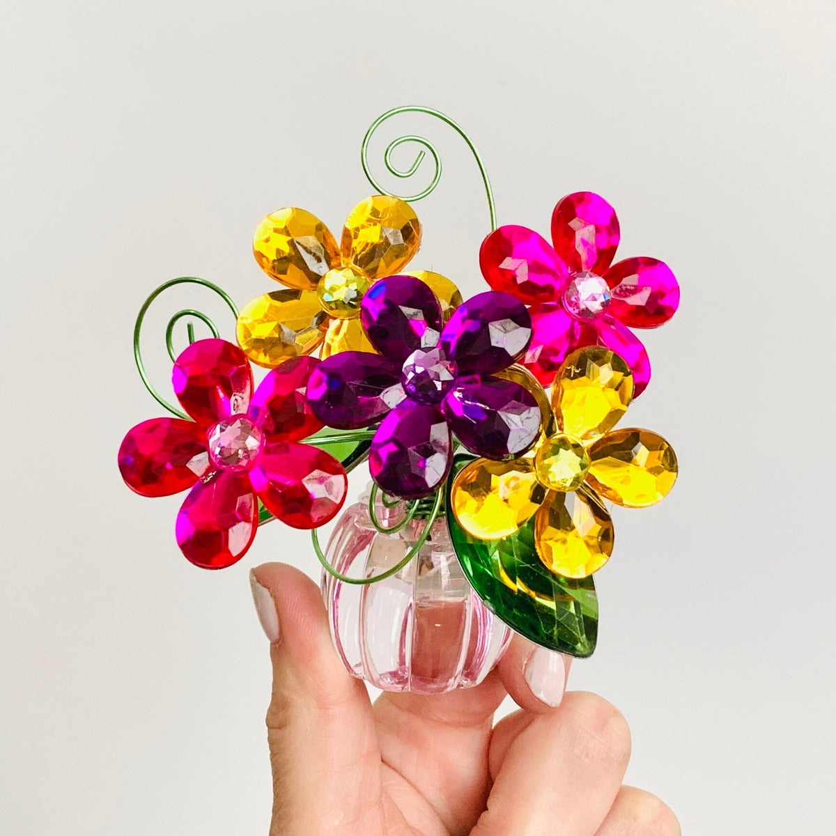 Acrylic Bouquet 2, Pansy Pink Decor GANZ 