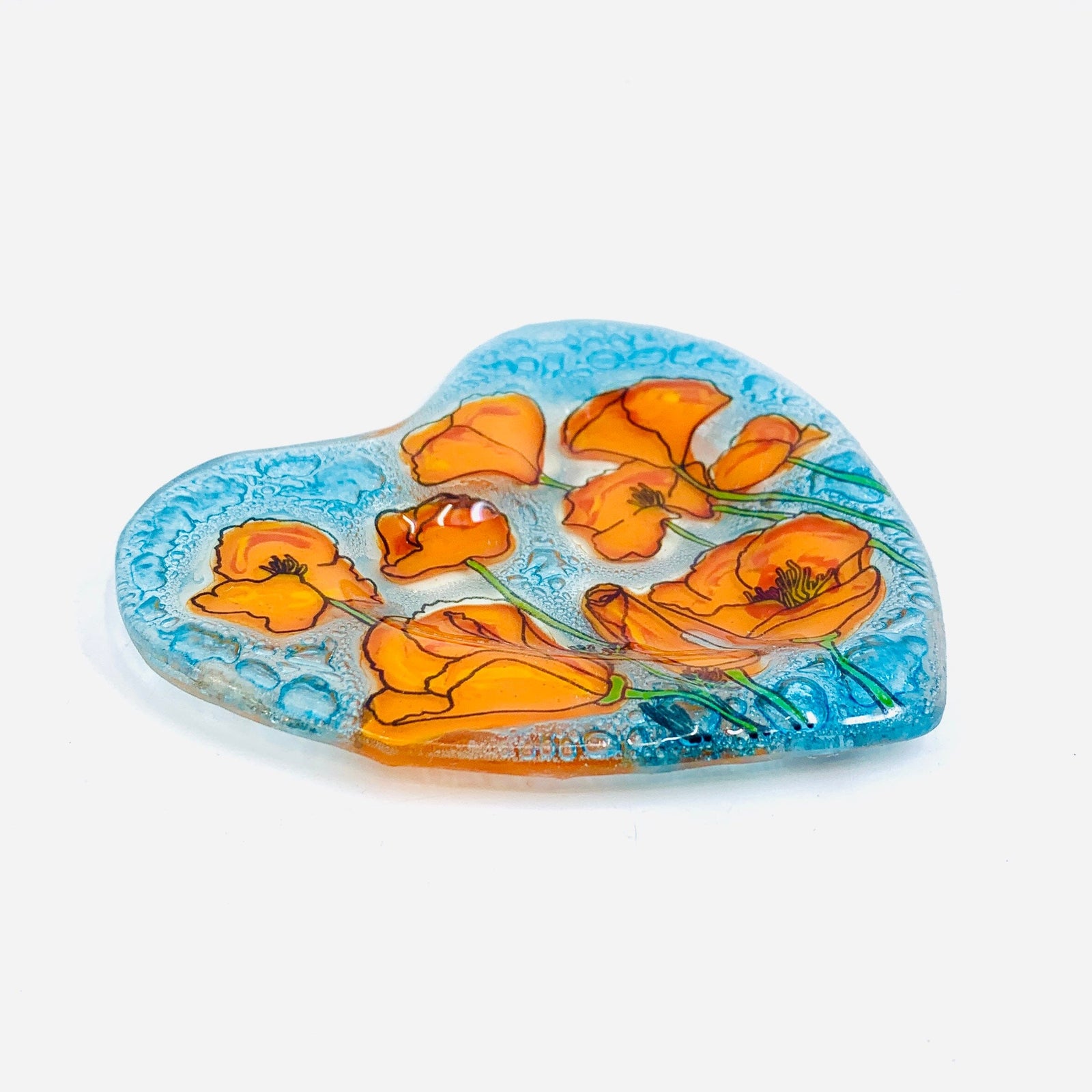 Fair Trade Heart Plate 4 - Poppies Dishware Pam Peana 