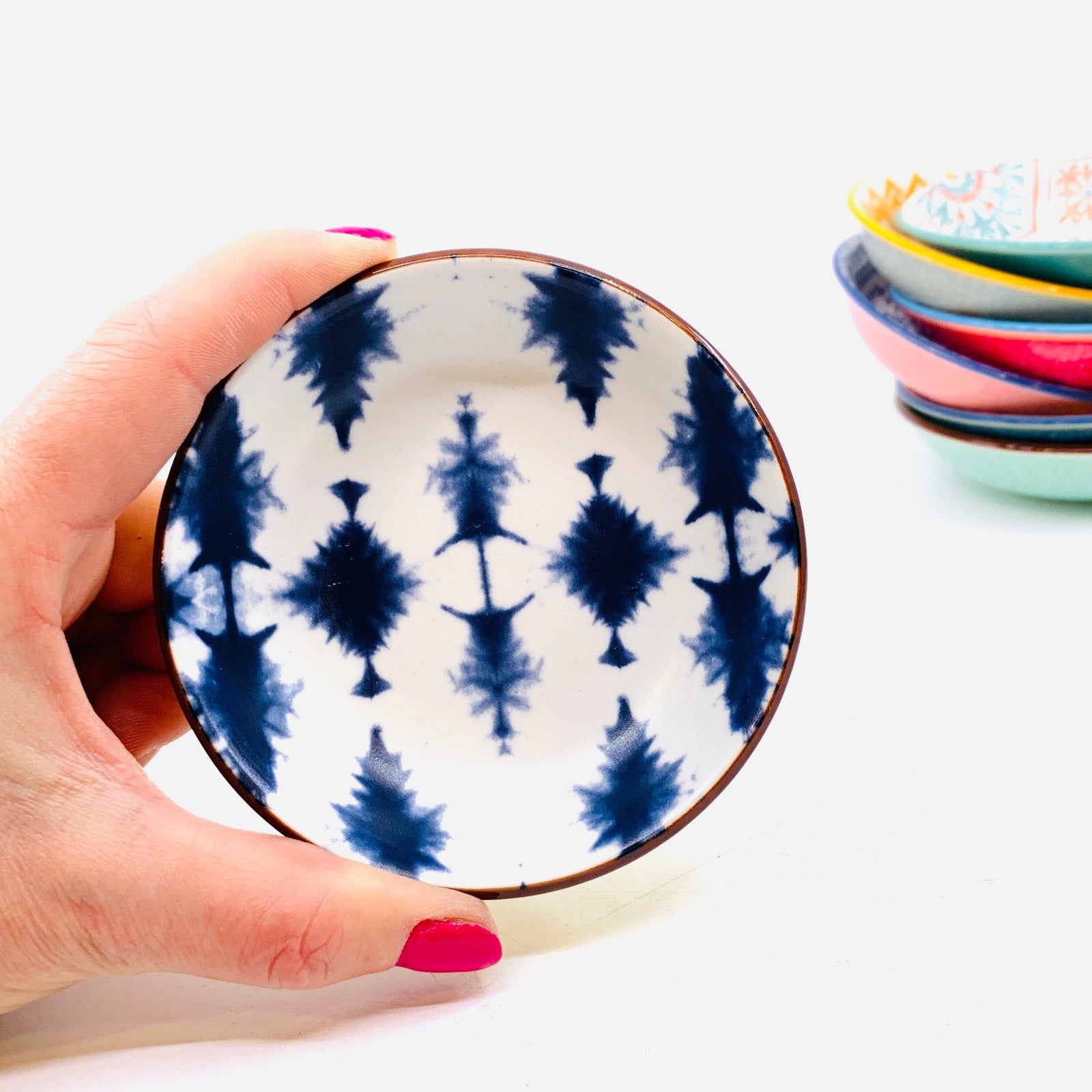 Patterned Porcelain Dipping Bowl 7, Denim One Hundred 80 Degrees 