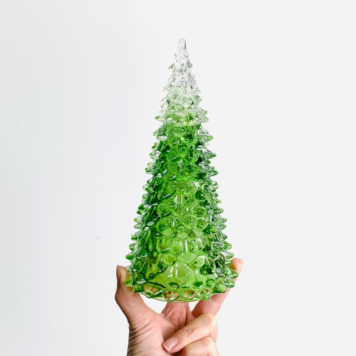 Green Blown Glass Tree Diamond Star Medium 