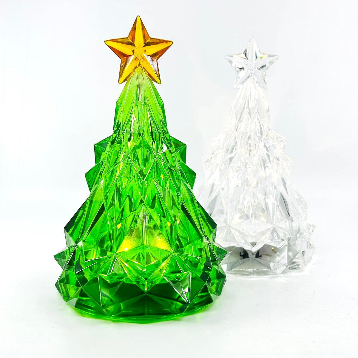 Acrylic Light-Up Crystal Cut Tree, Green Decor GANZ 