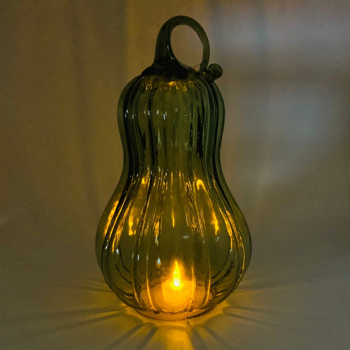 Glass Gourd Dome - Olive India House Brass 