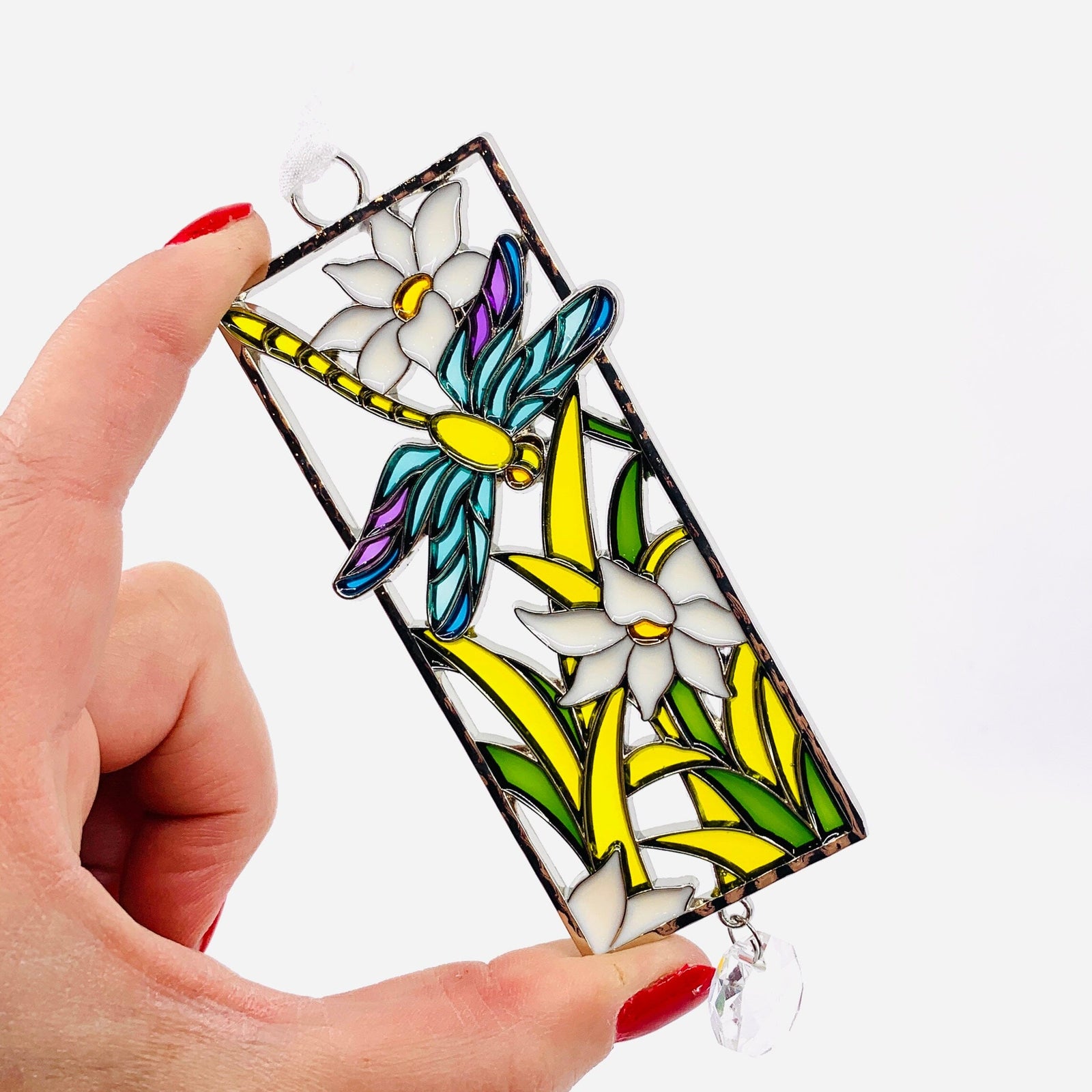 Stained Glass Life is Beautiful Ornaments, Dragonfly Decor GANZ 