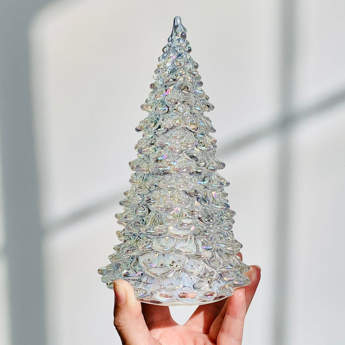 Iridescent Blown Glass Light Up Tree Diamond Star Small 