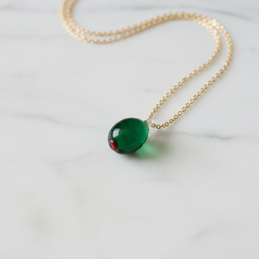 Tiny Glass Olive Charm