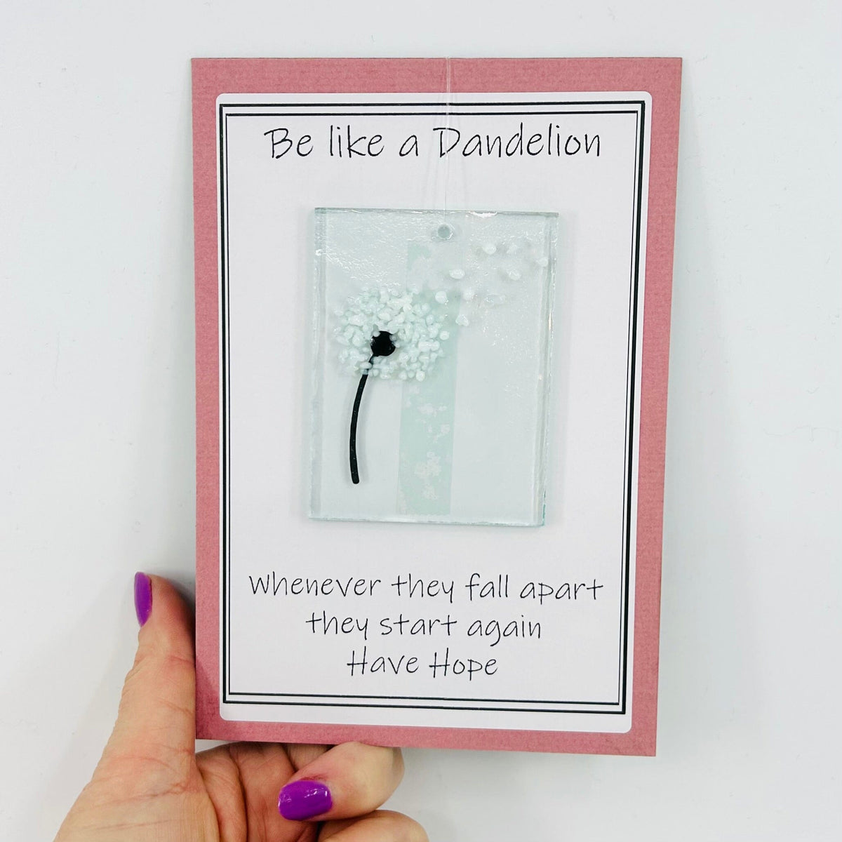 Fused Glass "Be Like a Dandelion” Suncatcher Decor Glimmer Glass Gifts 
