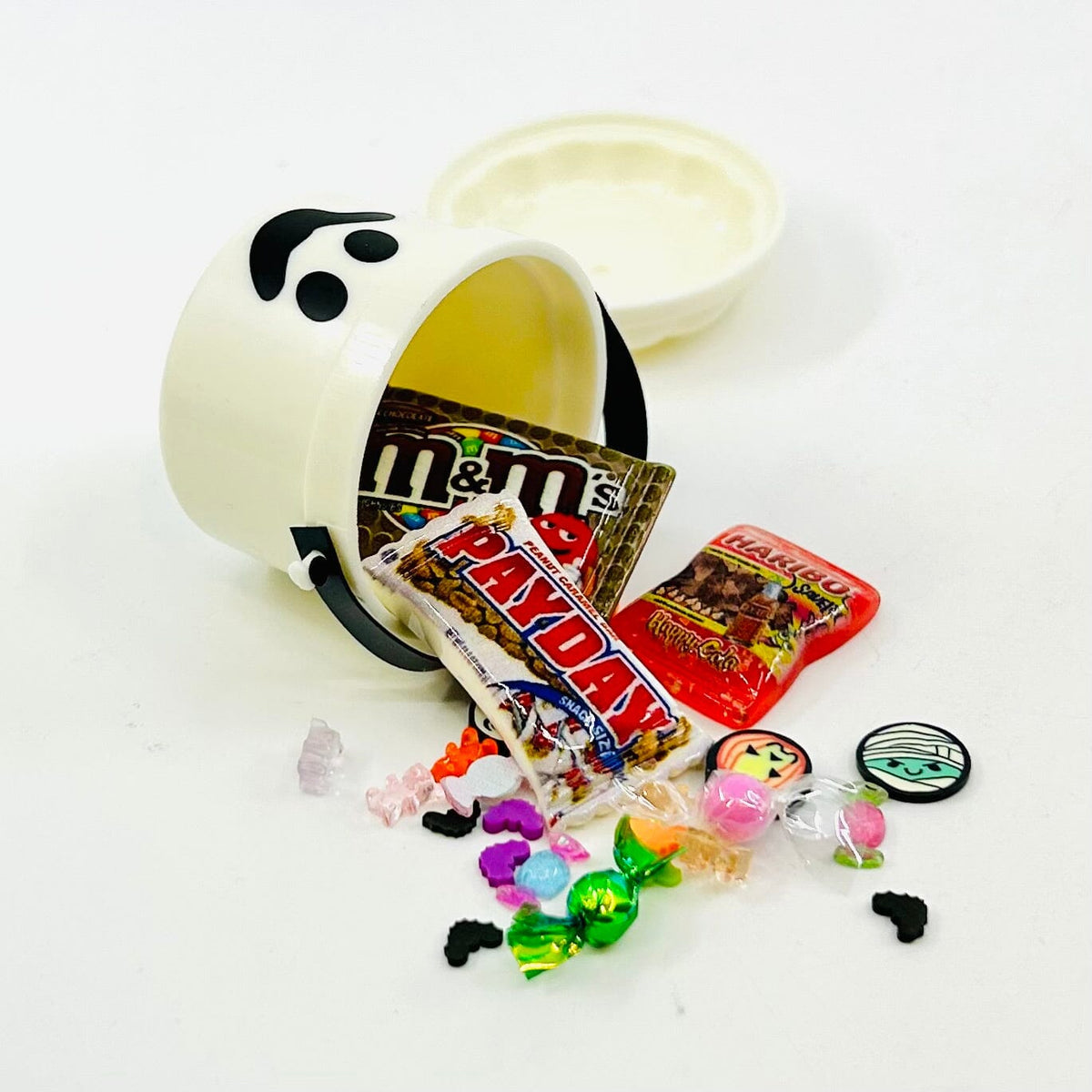 White Ghost, Miniature Throwback Trick or Treat Candy Bucket Miniature - 