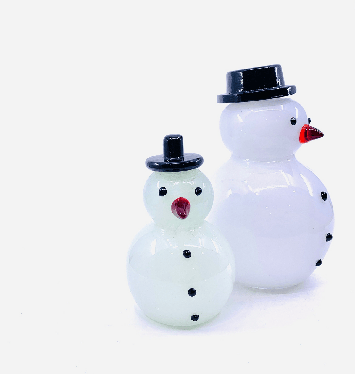 Blown Glass Snowman - Large Black Hat Diamond Star 