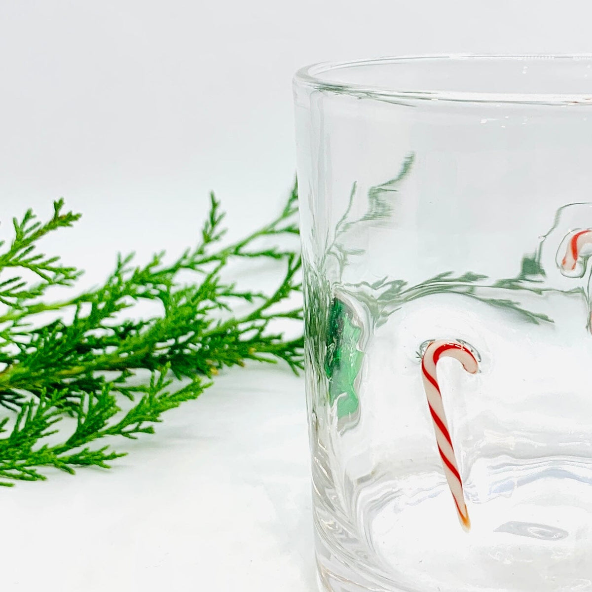 Christmas Tree and Candy Cane Double Old Fashioned Glass Decor Tag 