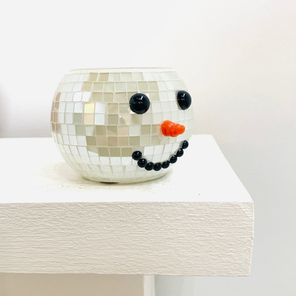 Mosaic Snowman Votive Holder Miniature Oak Street 