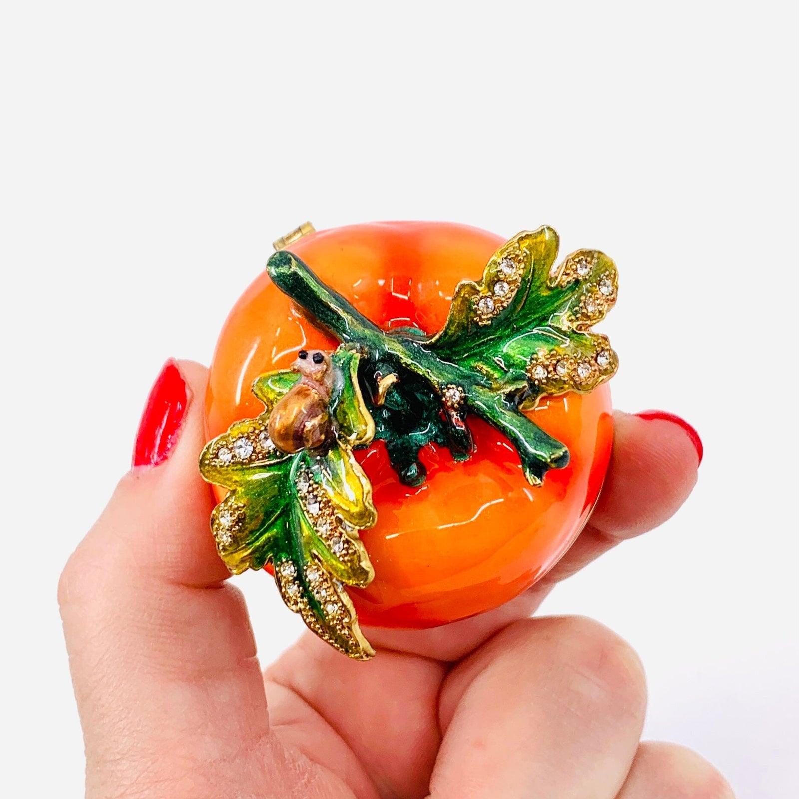 Bejeweled Enamel Trinket Box 29 - Harvest Decor Kubla Craft 