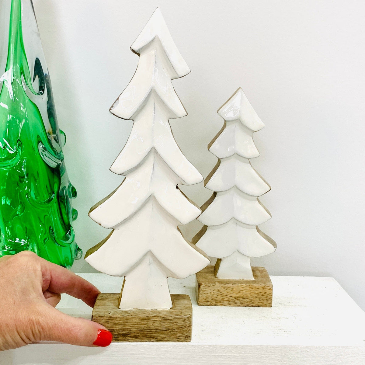 White Enamel Wooden Tree Décor, Small Oak Street 